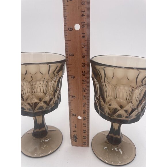 Vintage Noritake Perspective Mocha Brown Glasses 4oz Goblets Wine 2 Cups - Picture 5 of 6
